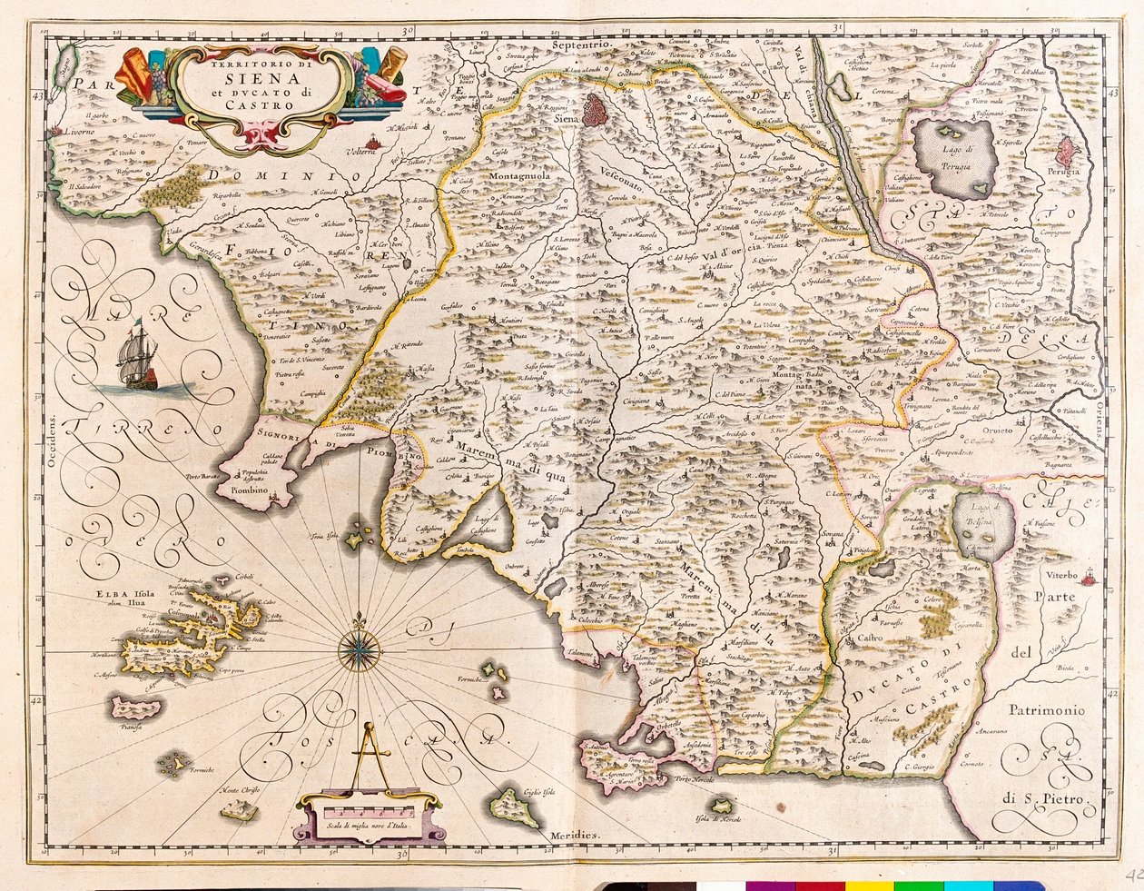 Siena, Lacio, Italia, en "Theatrum Orbis Terrarum, sive Atlas Novus" de Willem Blaeu, Ámsterdam. de Willem Blaeu