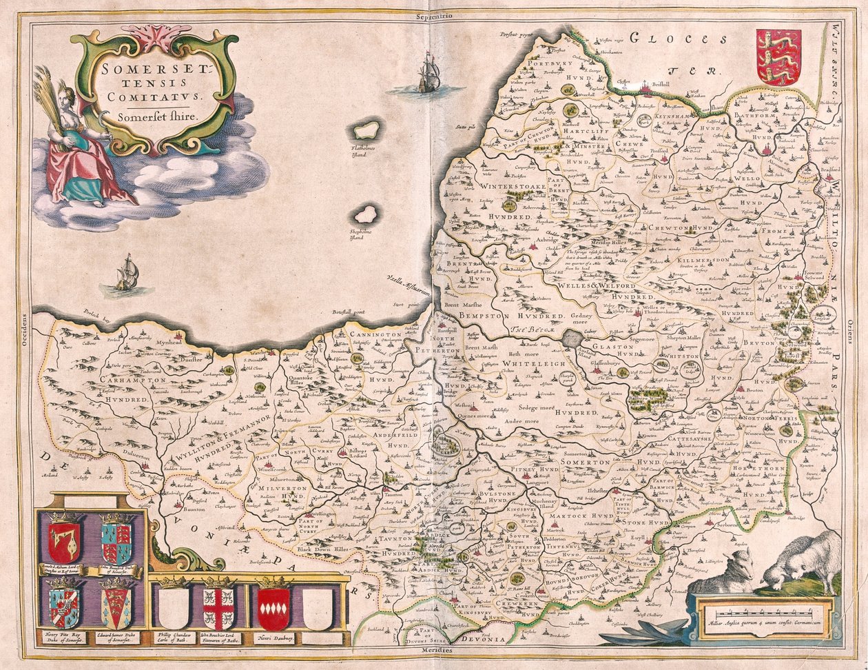 Somerset, en "Theatrum Orbis Terrarum, sive Atlas Novus" de Willem Blaeu, Amsterdam de Willem Blaeu