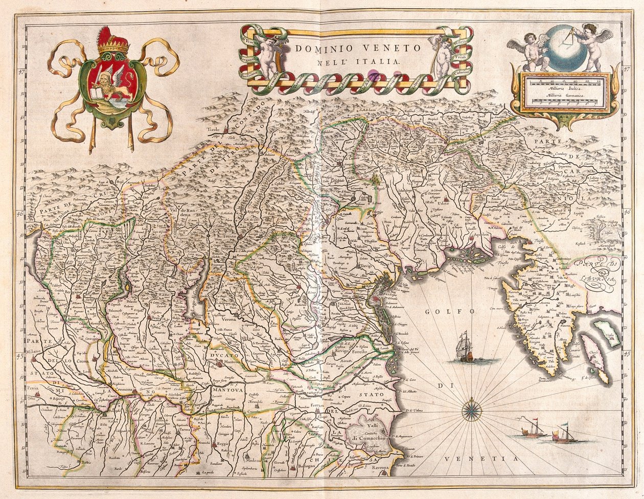 Terriorio del Véneto y Terviso, Italia, en "Theatrum Orbis Terrarum, sive Atlas Novus" de Willem Blaeu, Amsterdam de Willem Blaeu