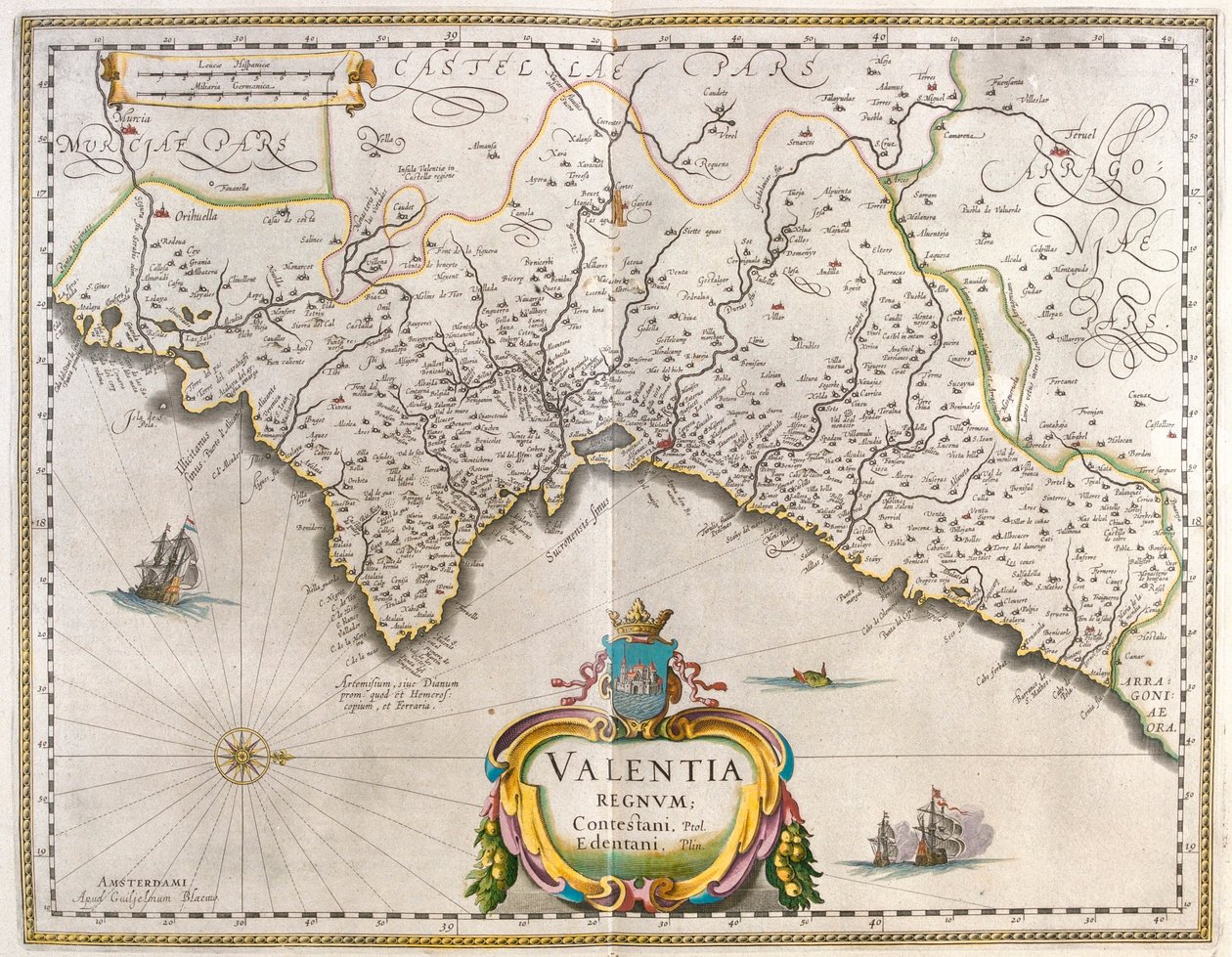 Valencia, en "Theatrum Orbis Terrarum, sive Atlas Novus" de Willem Blaeu, Amsterdam de Willem Blaeu