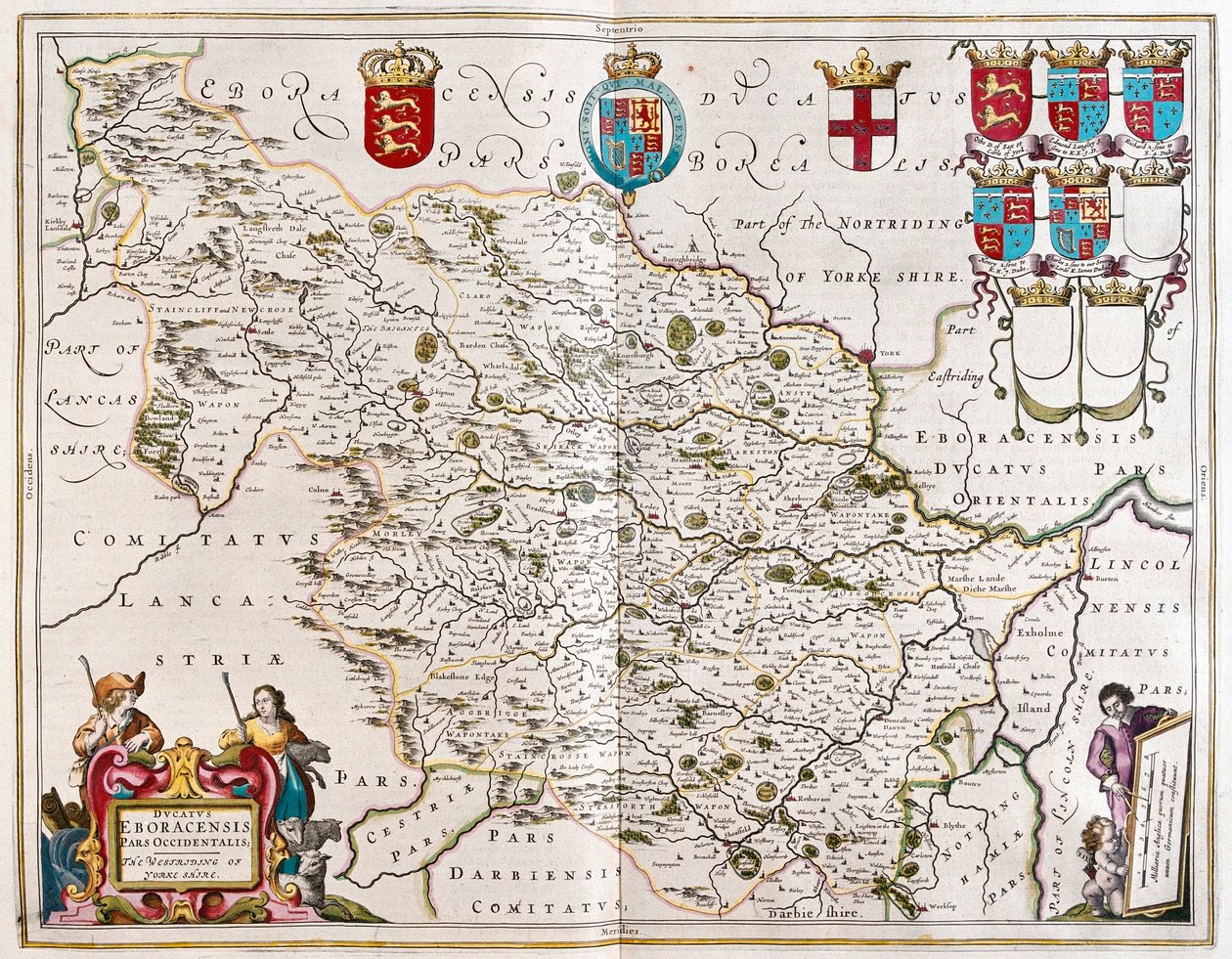 West riding of Yorkshire, en "Theatrum Orbis Terrarum, sive Atlas Novus" de Willem Blaeu, Amsterdam. de Willem Blaeu