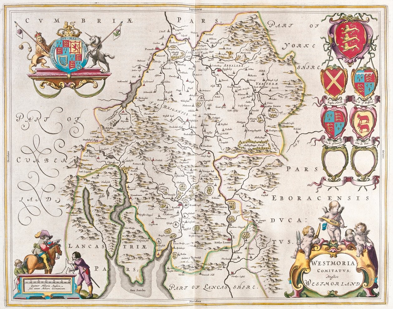 Westmorland, en "Theatrum Orbis Terrarum, sive Atlas Novus" de Willem Blaeu, Amsterdam de Willem Blaeu