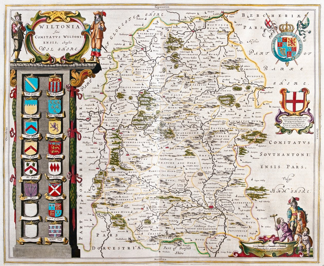 Wilshire, en "Theatrum Orbis Terrarum, sive Atlas Novus" de Willem Blaeu, Amsterdam de Willem Blaeu