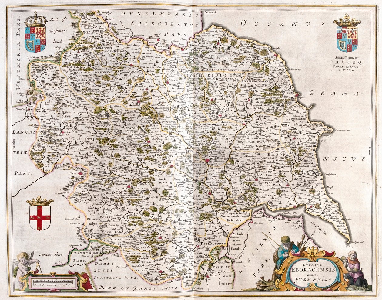 Yorkshire, en "Theatrum Orbis Terrarum, sive Atlas Novus" de Willem Blaeu, Amsterdam de Willem Blaeu