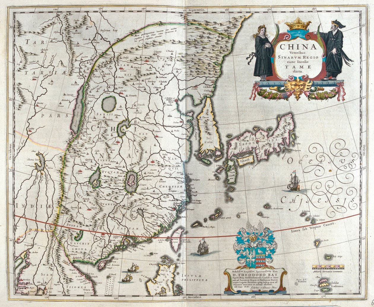 primer mapa de China de Blaeu, en "Theatrum Orbis Terrarum, sive Atlas Novus" de Willem Blaeu, Amsterdam de Willem Blaeu