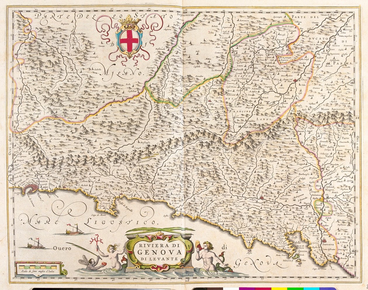 iRivera oriental de Liguria, Italia, n "Theatrum Orbis Terrarum, sive Atlas Novus" de Willem Blaeu, Amsterdam de Willem Blaeu