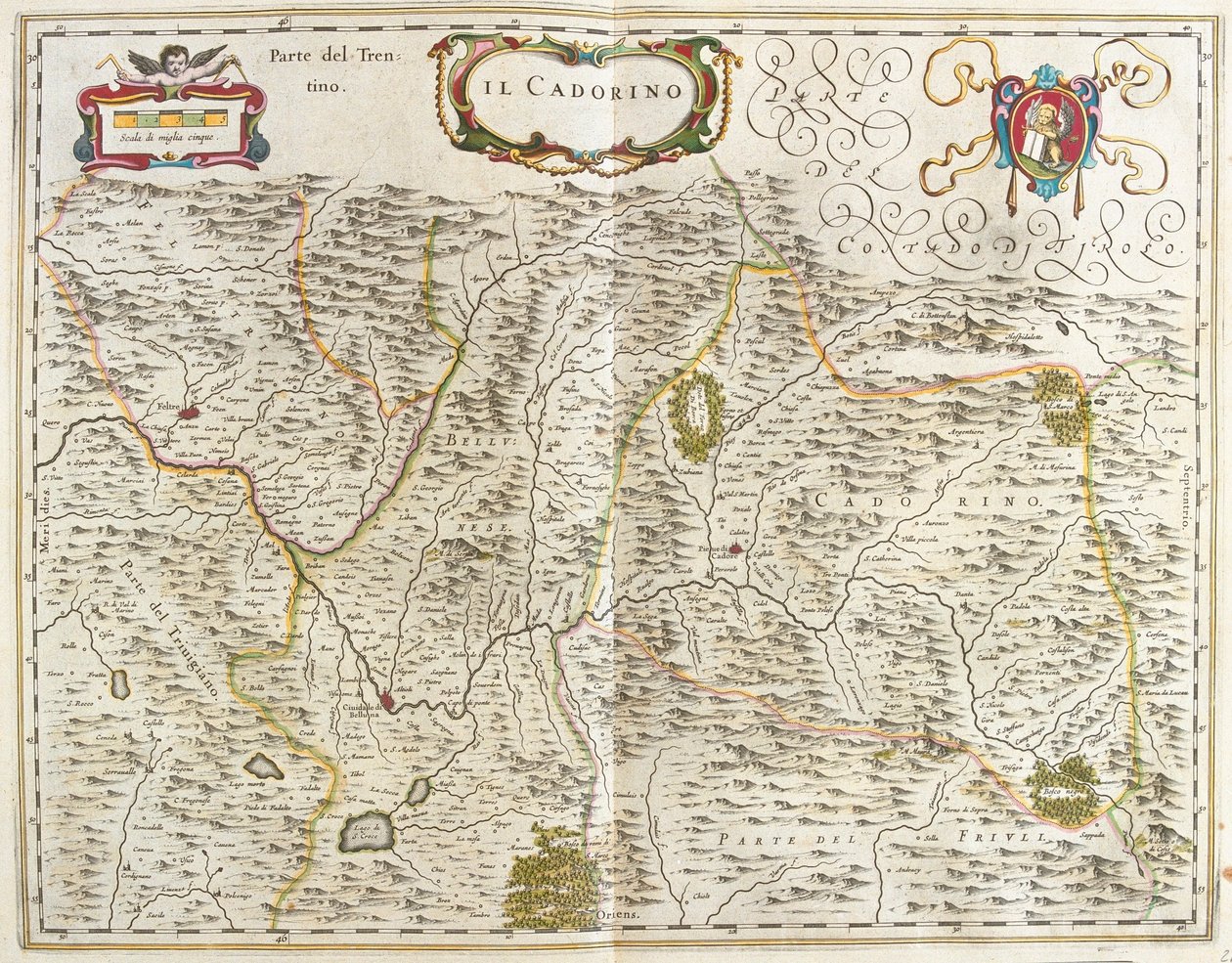 il Cadore (véneto) Italia, en "Theatrum Orbis Terrarum, sive Atlas Novus" de Willem Blaeu, Amsterdam de Willem Blaeu