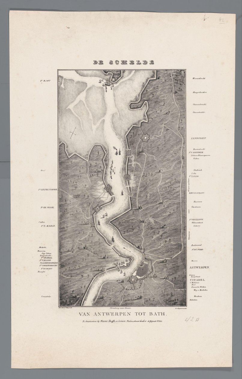 Paseo del Escalda desde Fort Bath hasta Amberes, 1832 El Escalda de Amberes a Bath (título sobre el objeto) de Willem Charles Magnenat