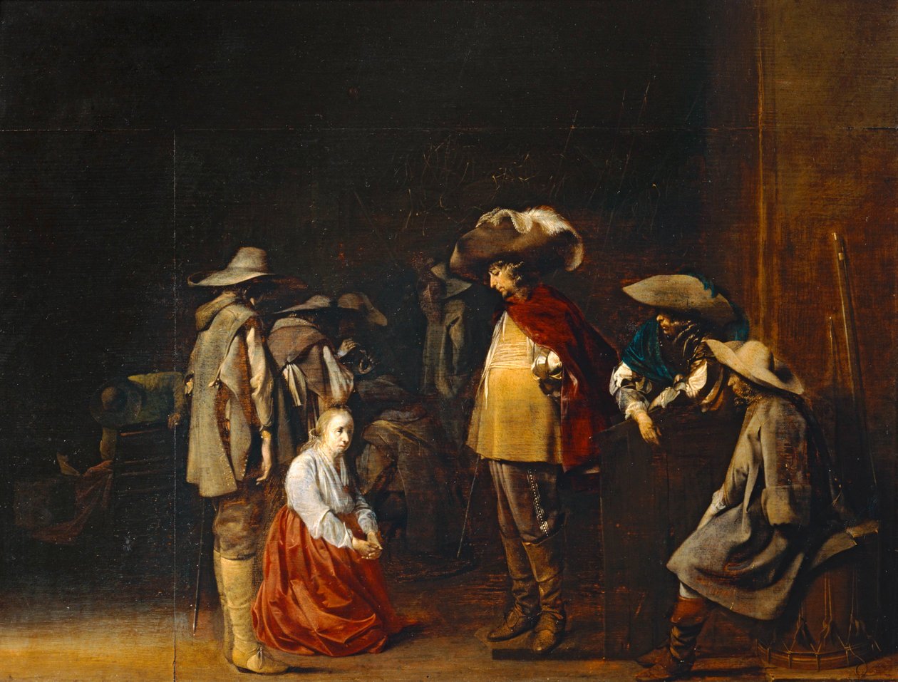 Corps de garde avec femme suppliant des soldats, dit aussi Les Maraudeurs - Guardias con mujer implorando a los soldados, también llamados Los merodeadores ... de Willem Cornelisz Duyster