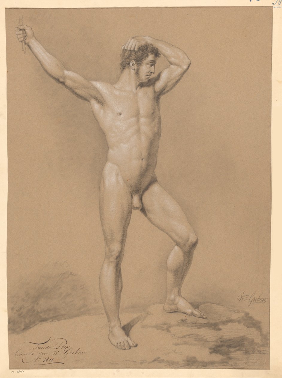 Desnudo masculino de pie, visto de frente (2º premio 1811) de Willem Grebner