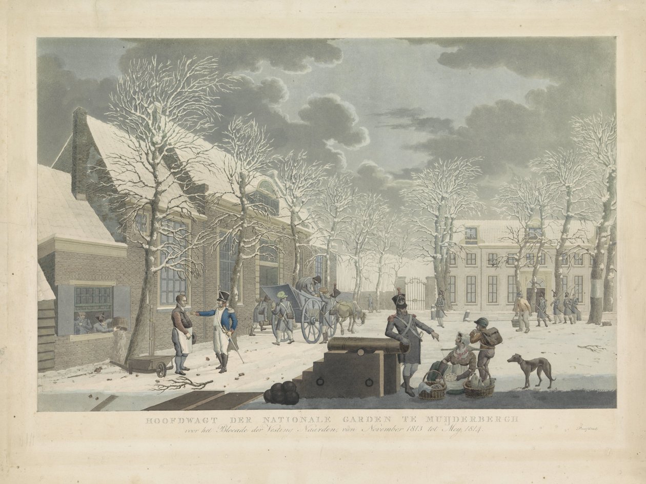 Guardia Principal de la Guardia Nacional en Muiderberg, 1813-1814
Hoofdwagt der Nationale Garden en Muijderberch frente al Blocade der Vesting Naarden, de noviembre de 1813 a Mey 1814 (título en el objeto) de Willem Hendrik Hoogkamer (attributed to)