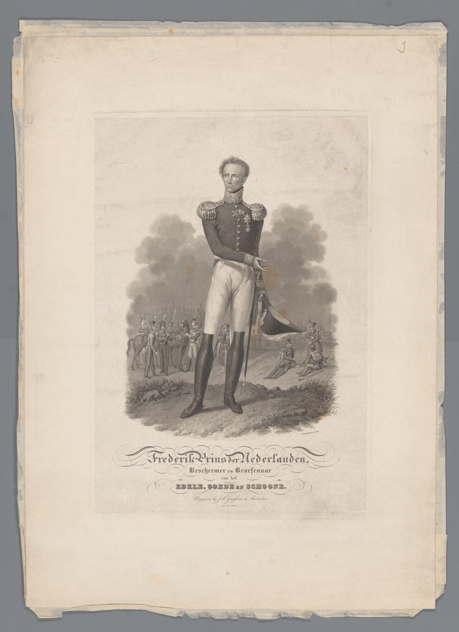 Príncipe Federico de los Países Bajos, protector y practicante de lo noble, lo bueno y lo bello (título sobre el objeto) de Willem Hendrik Hoogkamer