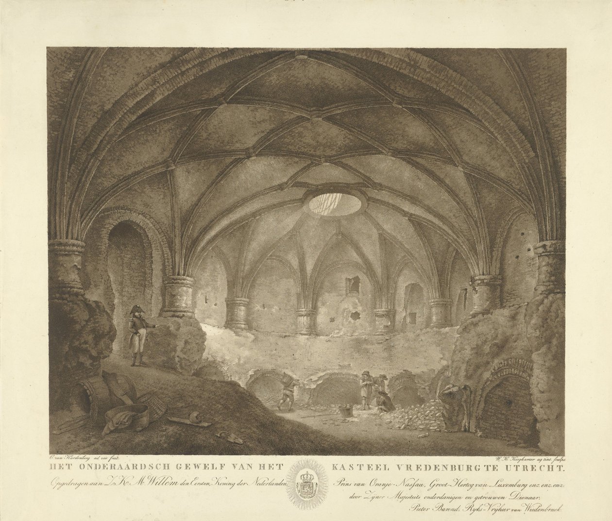 Bóveda del castillo de Vredenburg La bóveda subterránea del castillo de Vredenburg en Utrecht (título sobre el objeto) de Willem Hendrik Hoogkamer