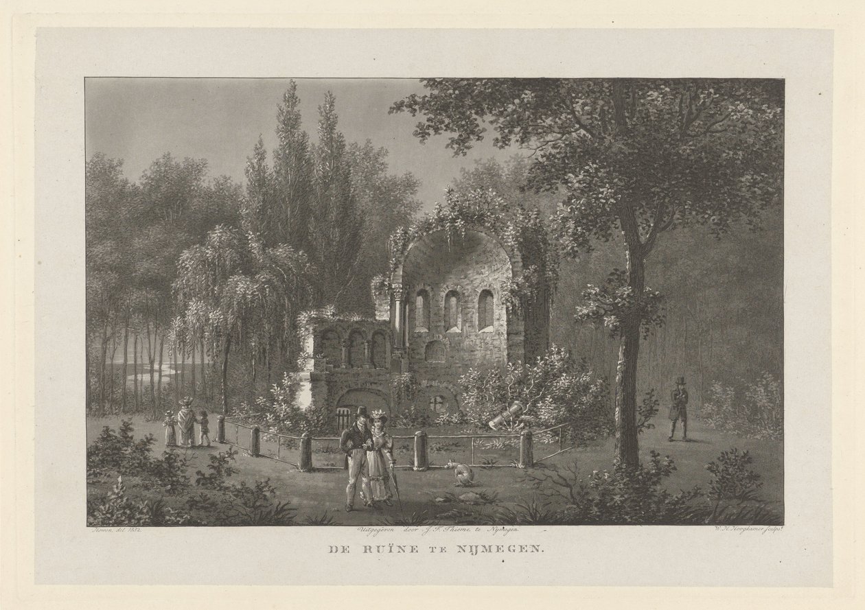 Capilla de San Martín (Valkhof) en Nijmegen Las ruinas de Nijmegen (título sobre el objeto) de Willem Hendrik Hoogkamer