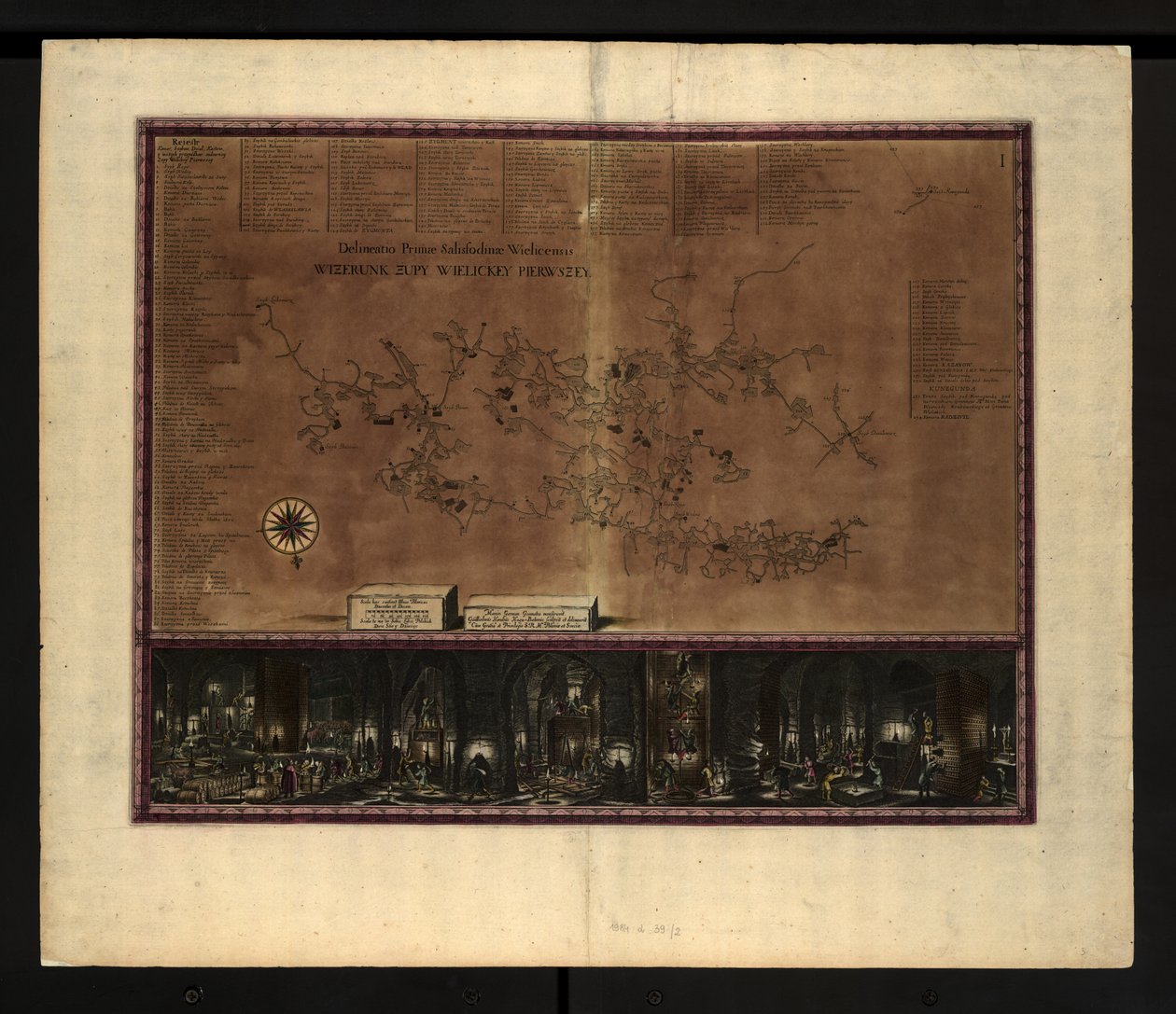 Mapa de las minas de sal de Wieliczka de Willem Hondius