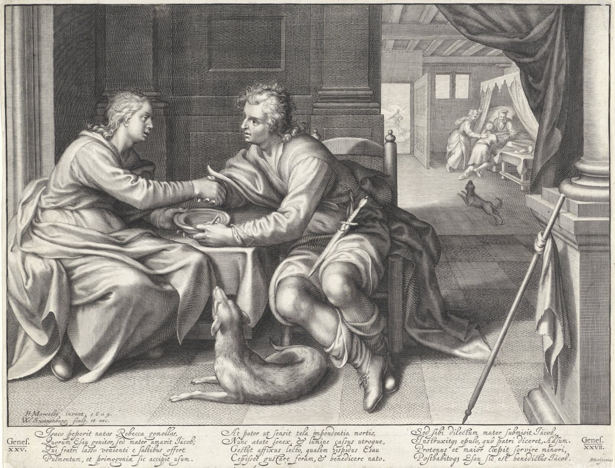 Esaú vende su primogenitura a Jacob de Willem Isaacsz. van Swanenburg