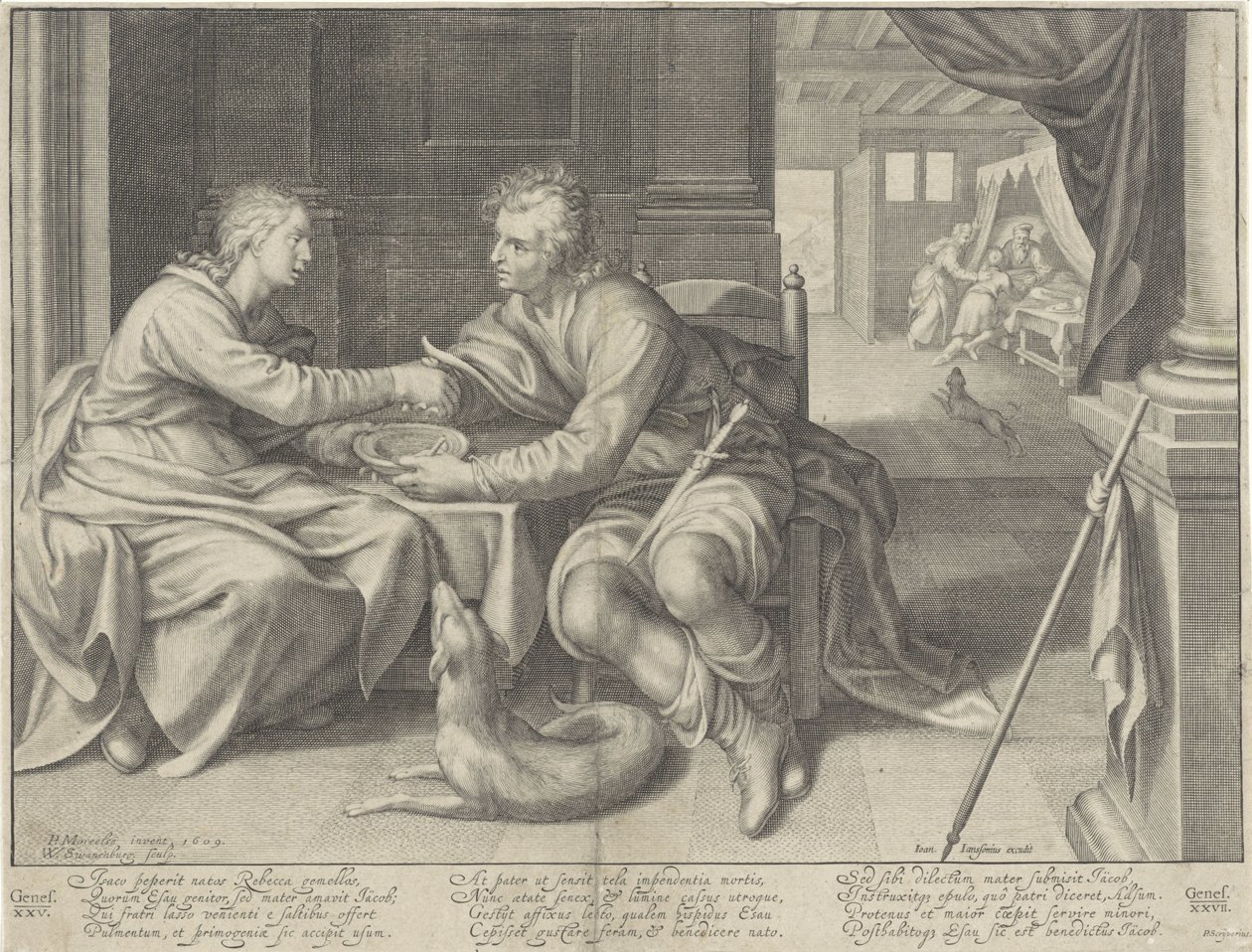 Esaú vende su primogenitura a Jacob de Willem Isaacsz. van Swanenburg
