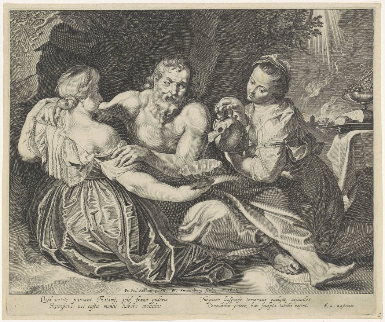 Lot borracho por sus hijas de Willem Isaacsz. van Swanenburg