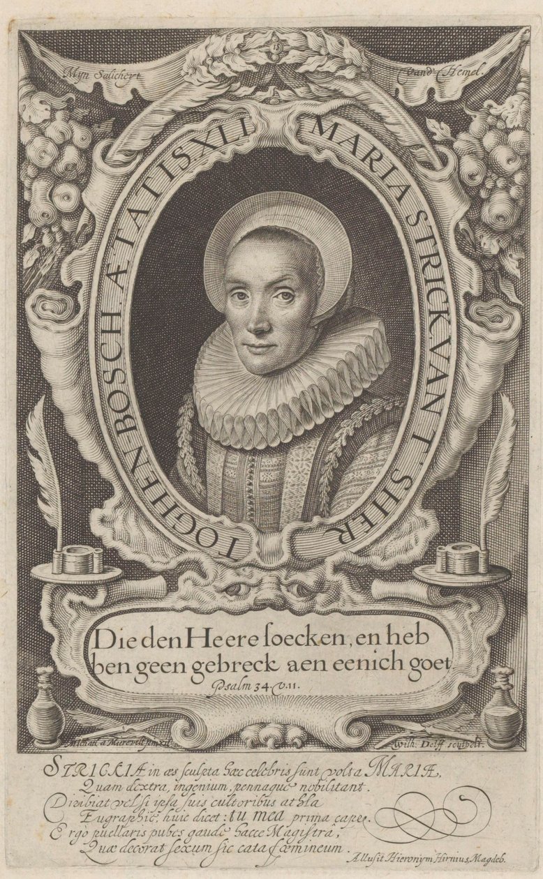 Retrato de Maria Strick a los 41 años Tesoro a menudo ejemplo y exhibición de varios escritos (...) (título de la serie) de Willem Jacobsz Delff