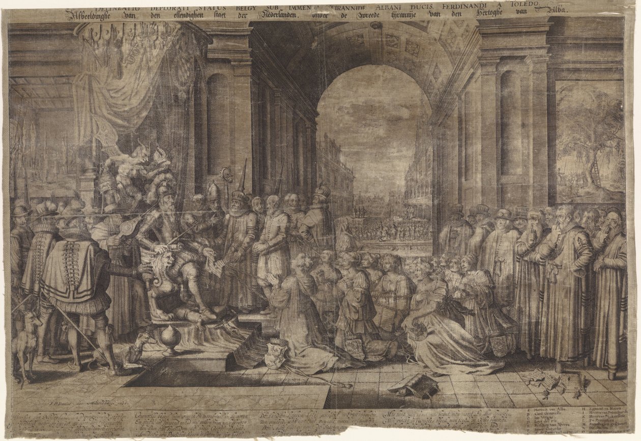 tiranía de alva Imagen del miserable estado de Holanda, bajo la cruel tiranía del duque de Alba (título sobre objeto) Delineatio deplorati status belgy sub immensa tyrannide Albani ducis Fernandi a Toledo (título sobre el objeto) de Willem Jacobsz Delff