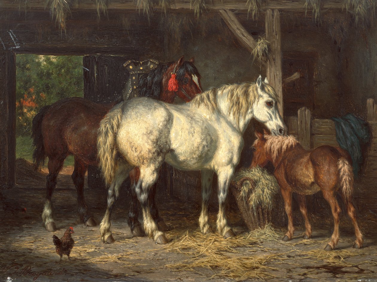 Caballos en el establo (pintura) de Willem Jacobus Boogaard
