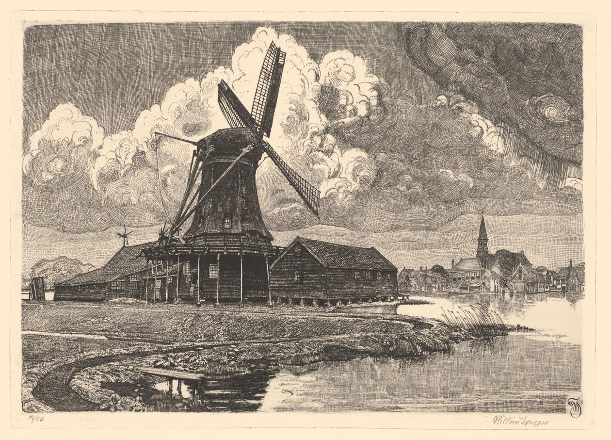 Molino de la Gallina Bonita de Willem Jansen (graveur) (signed by artist)