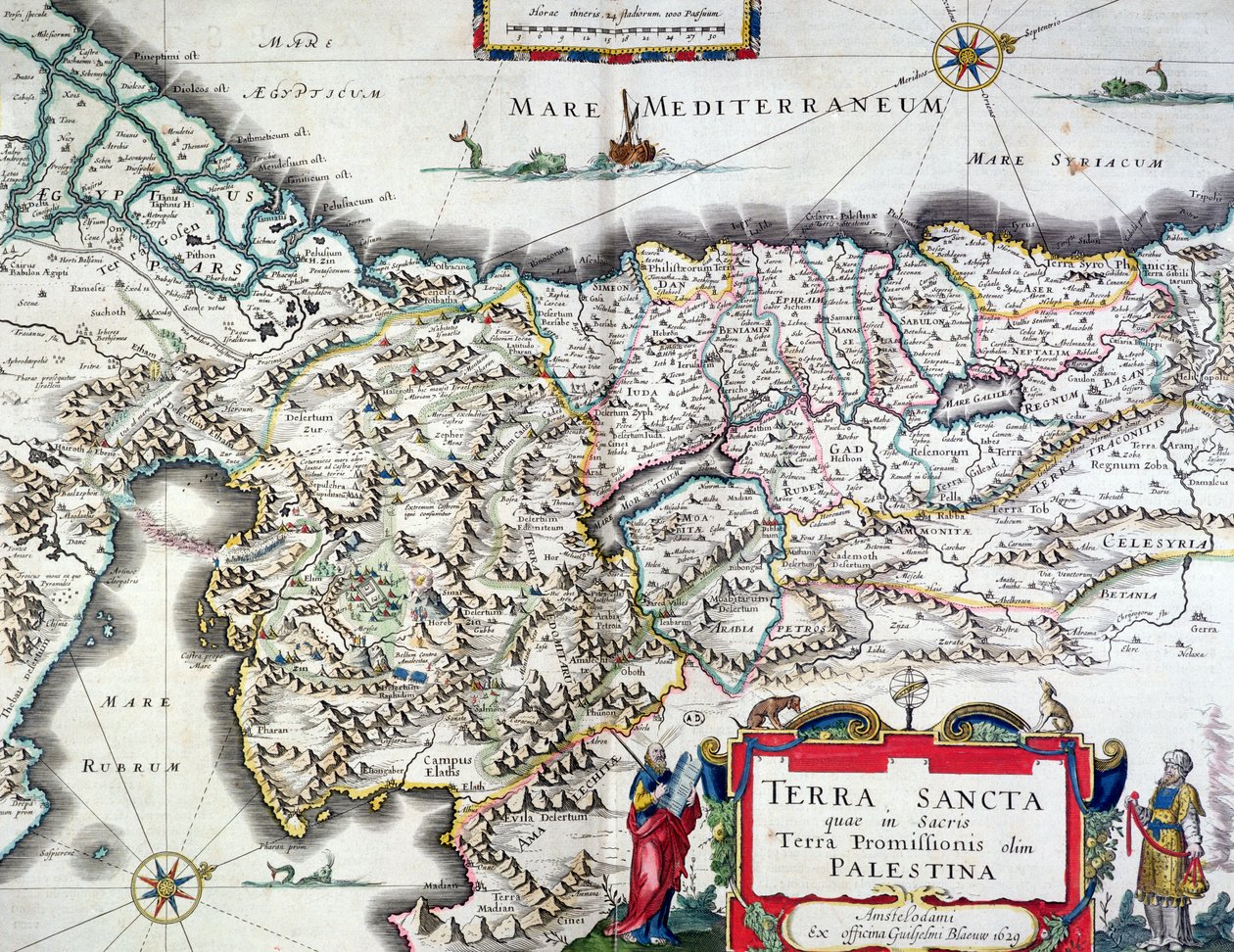 Mapa de Tierra Santa, publicado en Ámsterdam, 1629 de Willem Janszoon Blaeu