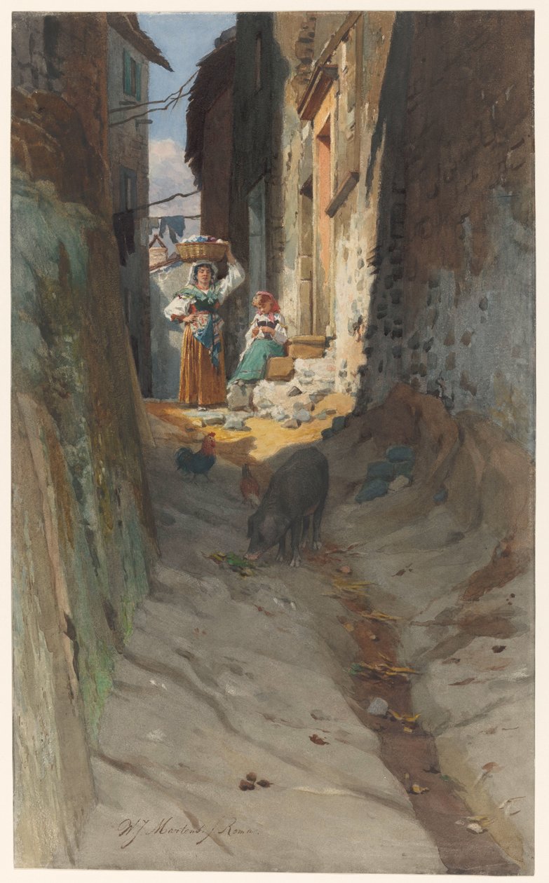Vista de una pequeña calle en Rocca di Papa de Willem Johann Martens