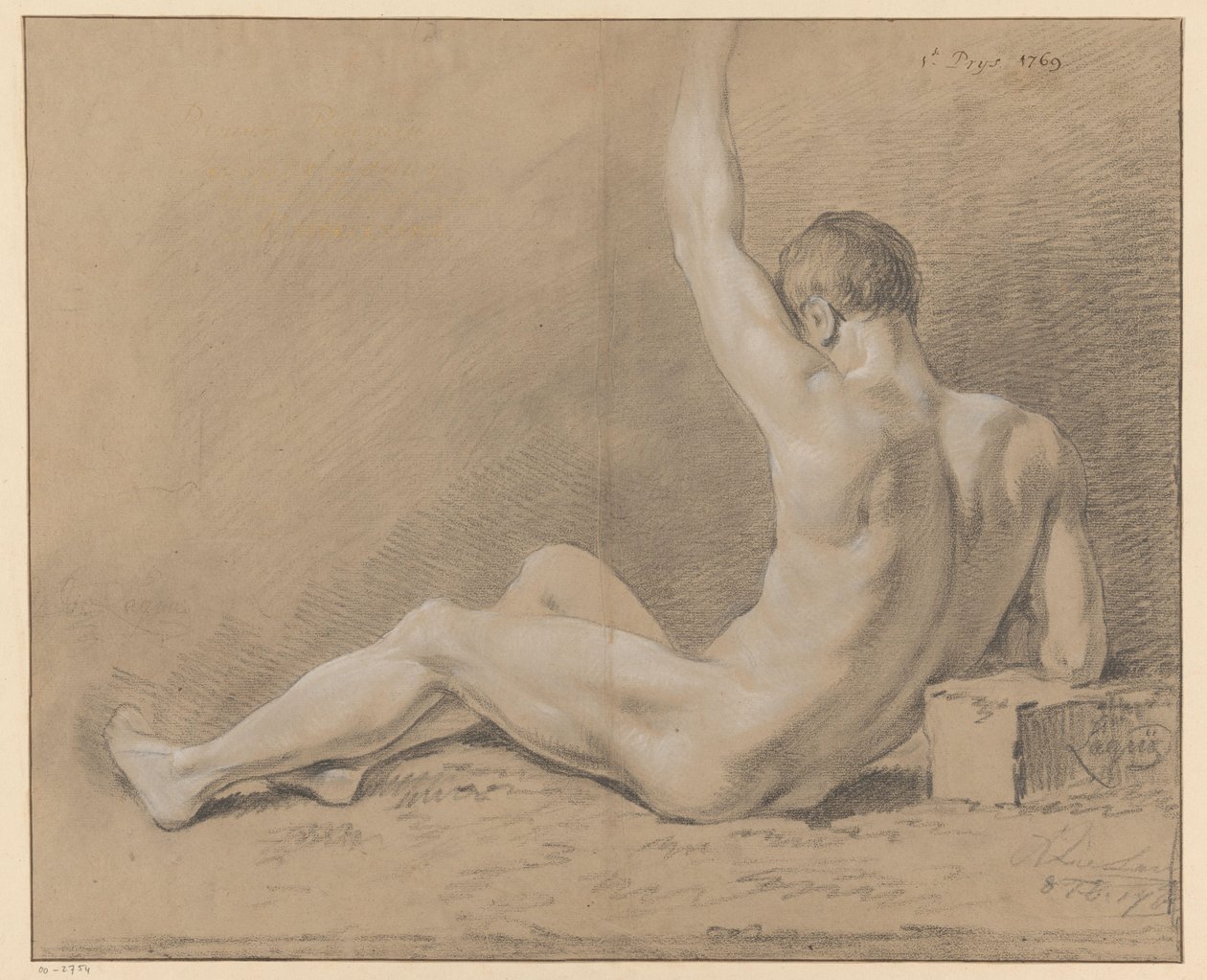 desnudo masculino sentado, visto de espaldas (1er premio 1769) de Willem Joseph Laquy