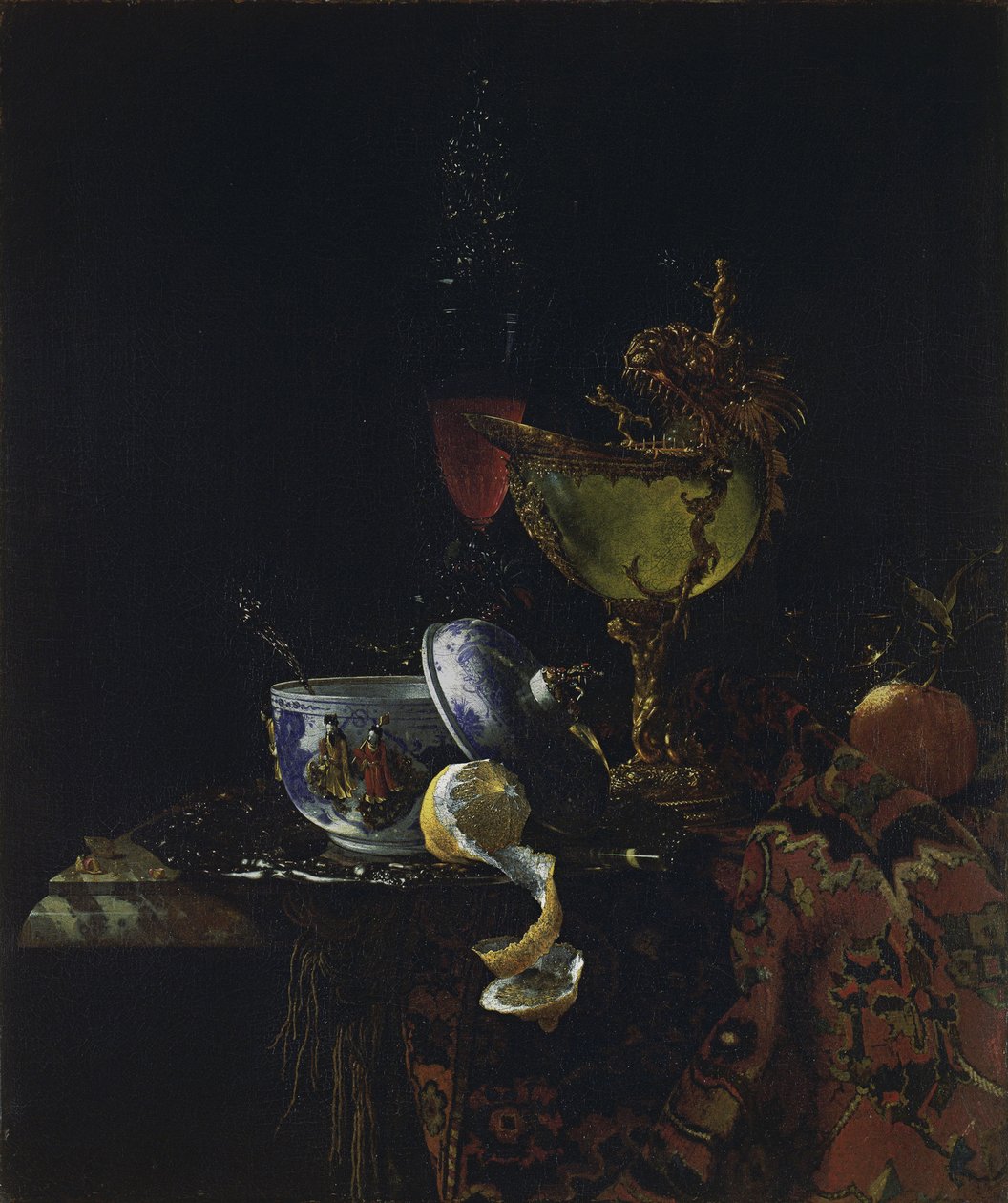 Naturaleza muerta con copa de nautilus de Willem Kalf