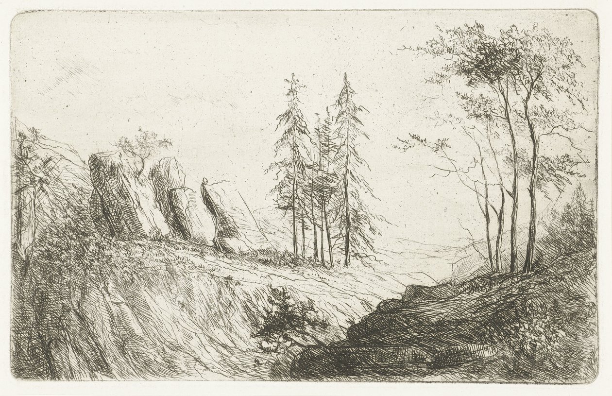 paisaje de montaña con árboles de Willem Matthias Jan van Dielen