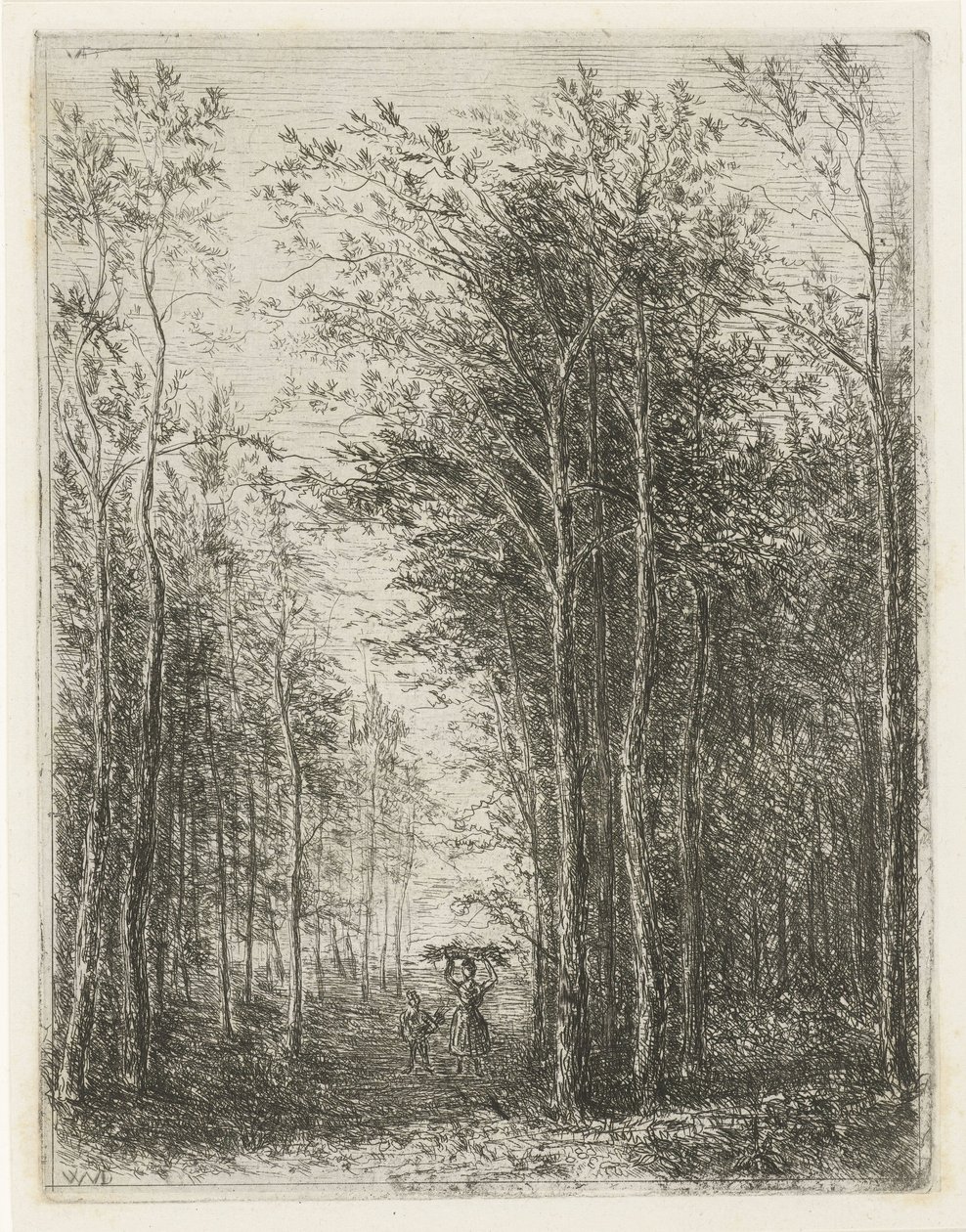 Paisaje forestal con recolectores de madera. de Willem Matthias Jan van Dielen