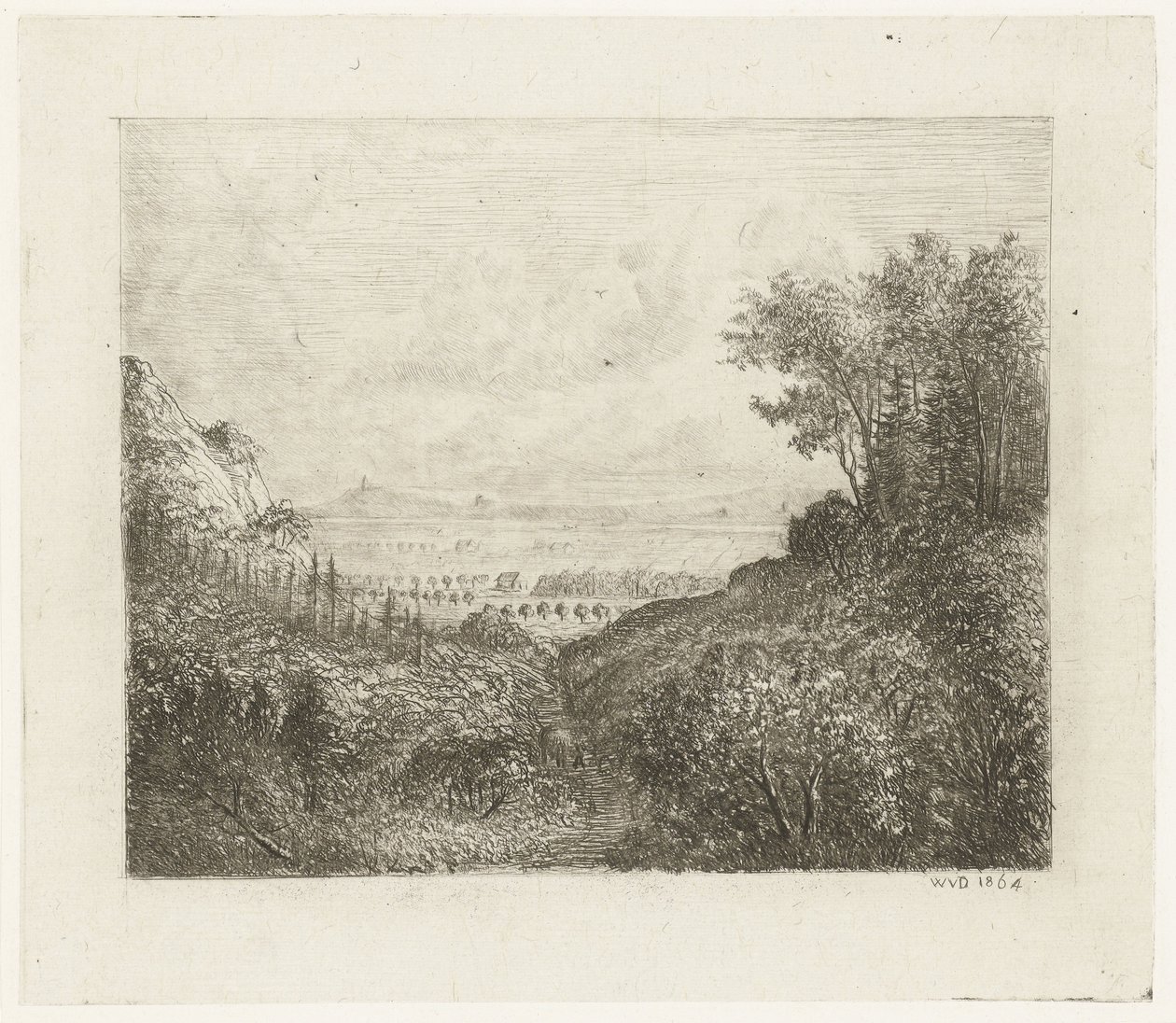 Paisaje montañoso con camino al valle. de Willem Matthias Jan van Dielen
