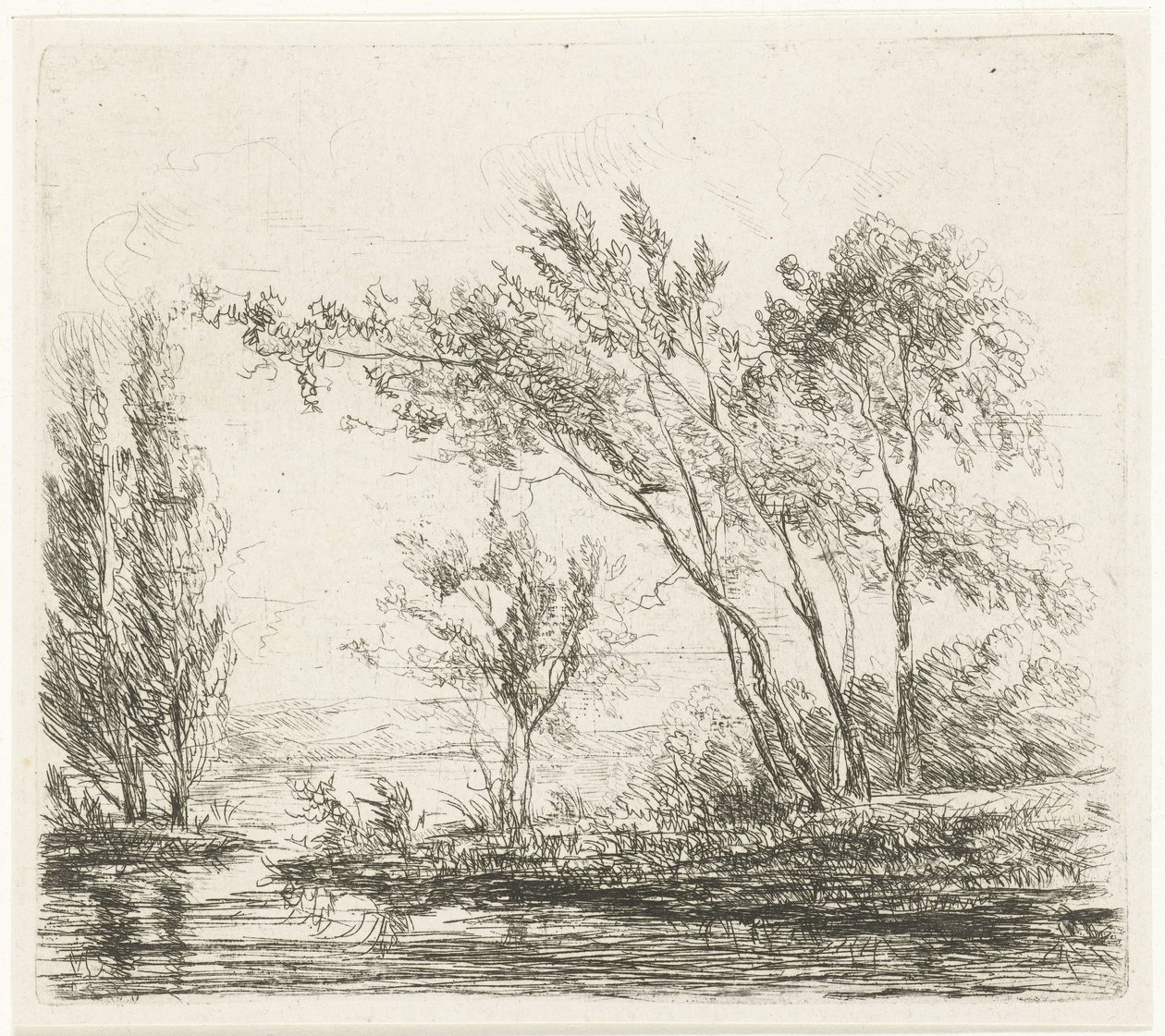Paisaje con árboles junto al agua. de Willem Matthias Jan van Dielen