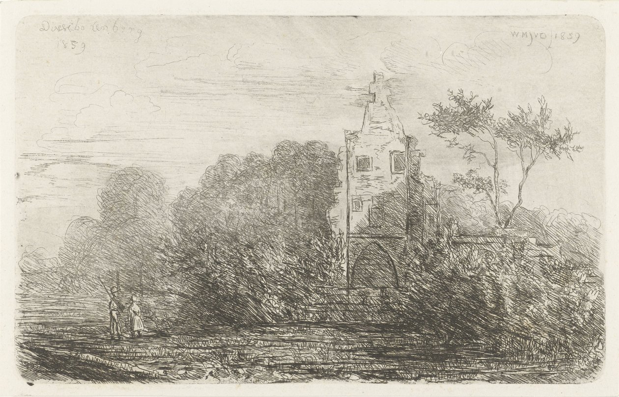 Paisaje con ruina y dos figuras. de Willem Matthias Jan van Dielen