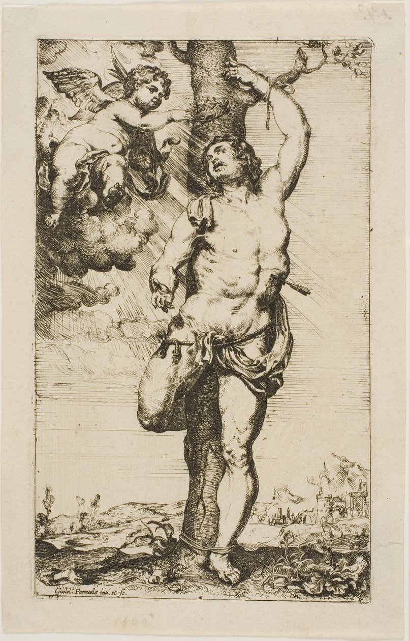 San Sebastián coronado por un ángel de Willem Panneels