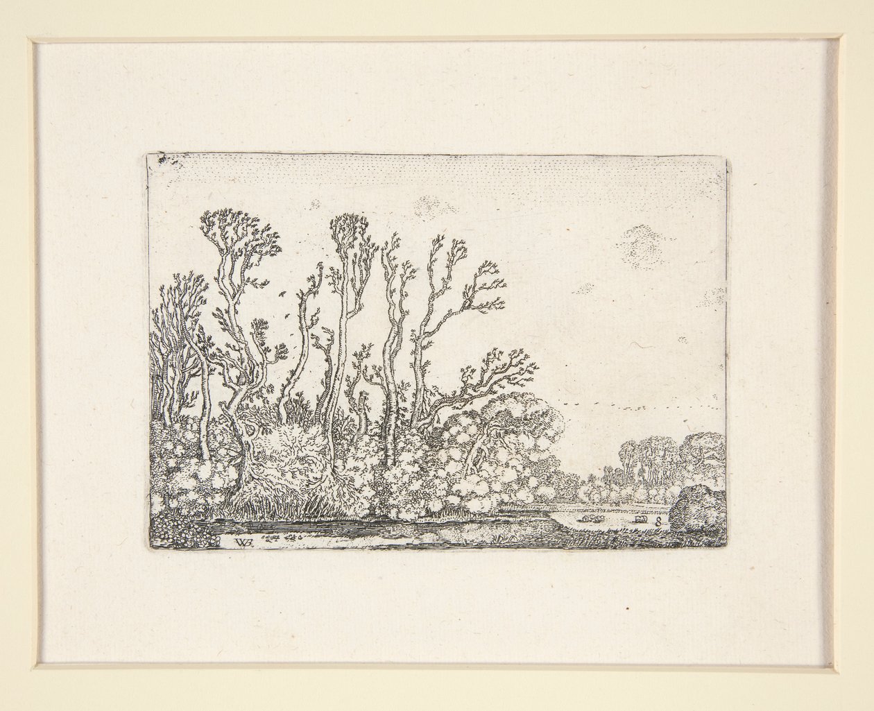 Rebaño de ovejas cerca del agua, Lámina 8 de El Conjunto de los Paisajes de Willem Pietersz. Buytewech