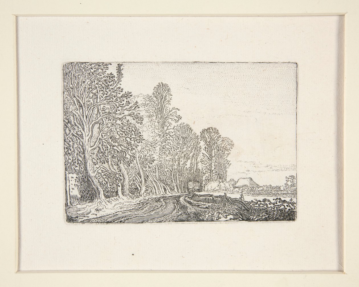 Camino al borde del bosque, Lámina 4 de El Conjunto de los Paisajes de Willem Pietersz. Buytewech
