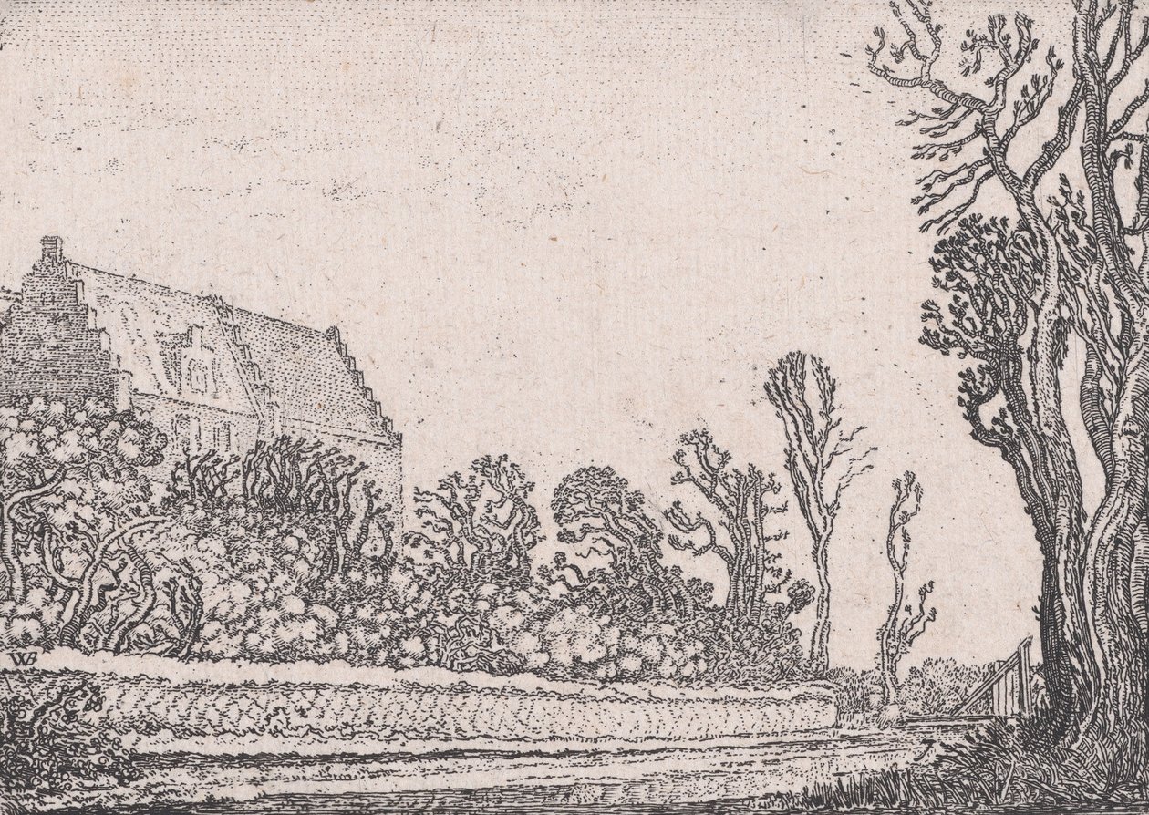 La casa con el frontón escalonado, de Verscheyden Landtschapjes Various Little Lands..., ca. 1616 de Willem Pietersz. Buytewech