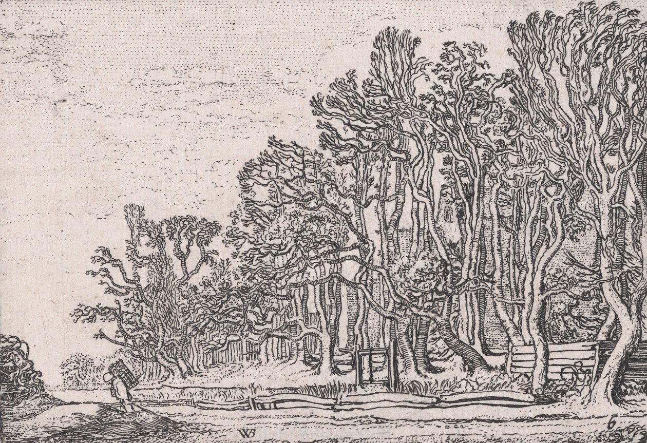 Dos setos de tablones, de Verscheyden Landtschapjes (Varios pequeños paisajes), Placa 6, ca. 1616 de Willem Pietersz. Buytewech