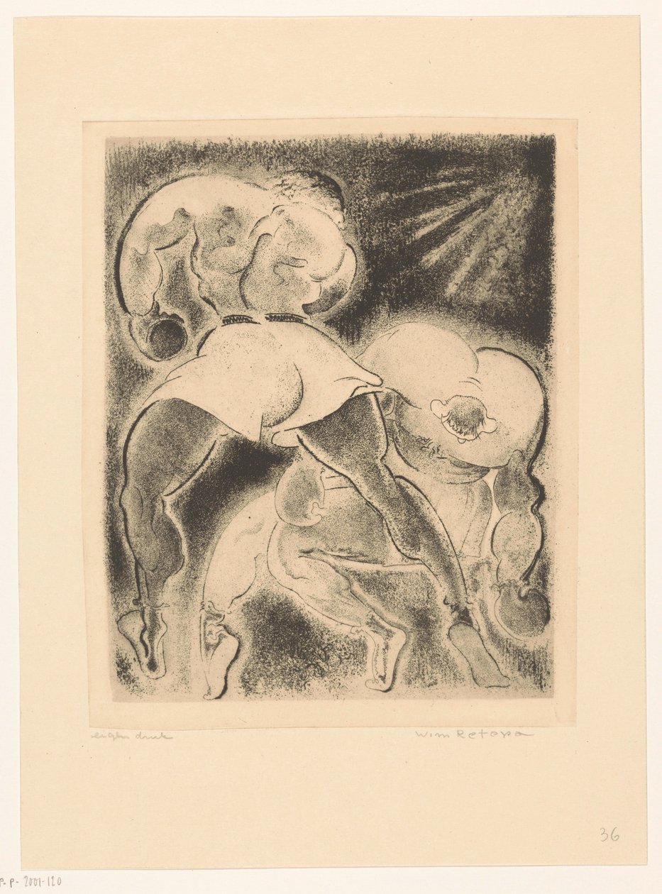 Dos boxeadores de Willem Retera (signed by artist)