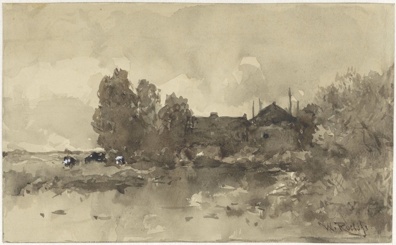 Paisaje con granja de Willem Roelofs (I)