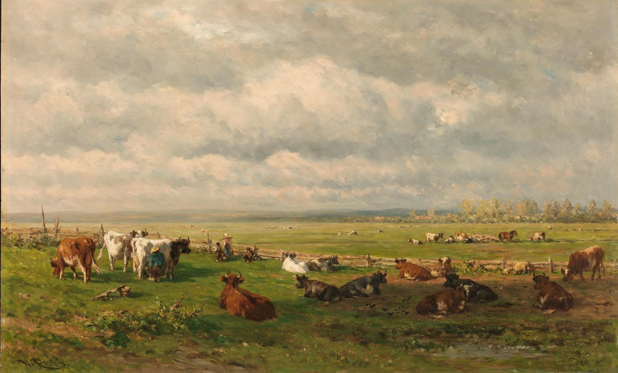 Paisaje de pradera con ganado
Paisaje de pradera con ganado de Willem Roelofs (I)