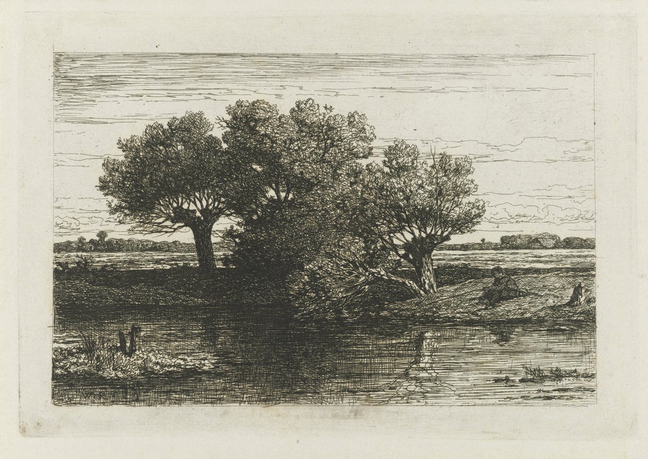 Pescador en los sauces desmochados de Willem Roelofs (I)