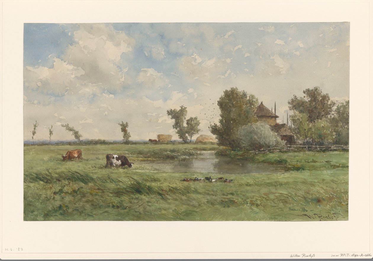 Pradera con vacas de Willem Roelofs (I)