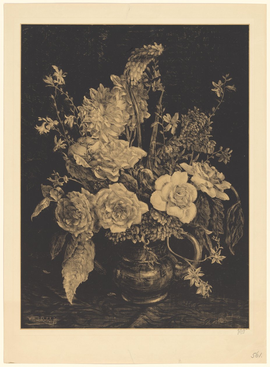 Flores en un jarrón de Willem Roelofs (II) (signed by artist)