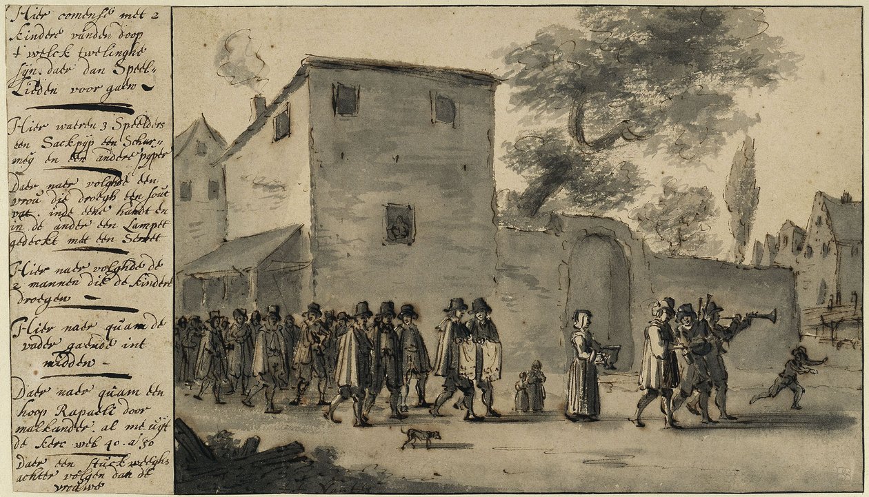 Procesión en el bautizo de un niño en Nantes de Willem Schellinks