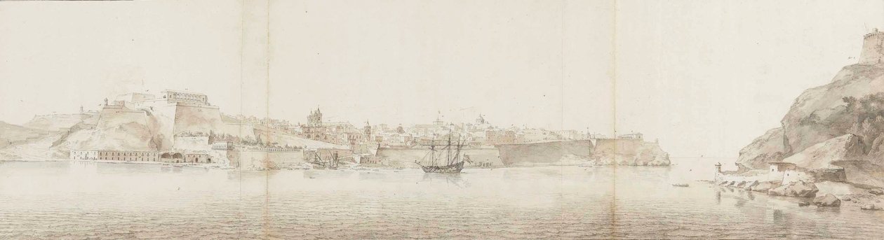 Vista de La Valeta en la isla de Malta, vista desde Senglea de Willem Schellinks