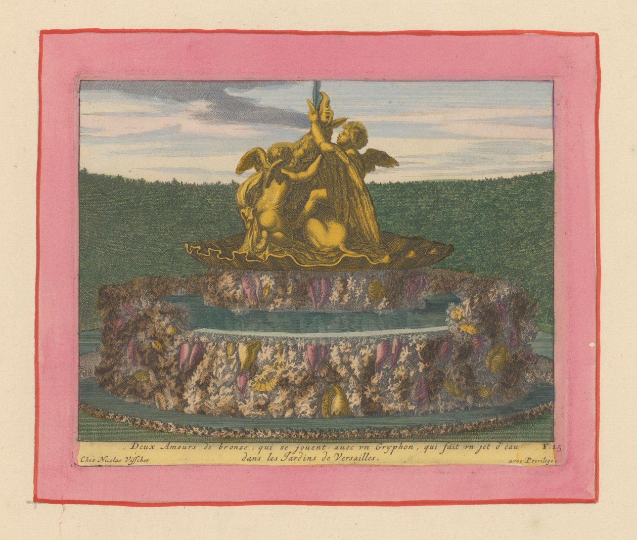 Brunnen mit zwei Putti, die mit einem Greif spielen de Willem Swidde