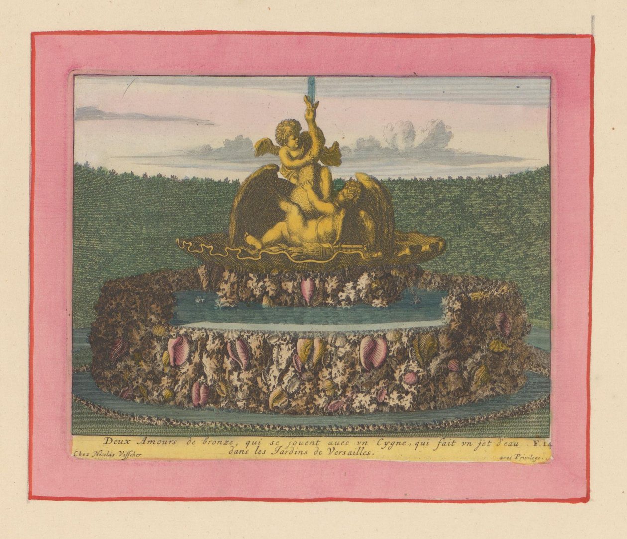 Brunnen mit zwei Putti, die mit einem Schwan spielen de Willem Swidde